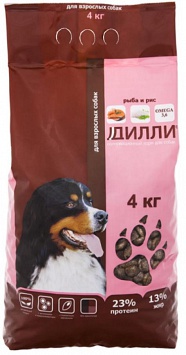 Дилли. Корм для собак (4 кг, рыба и рис, ПК-130)