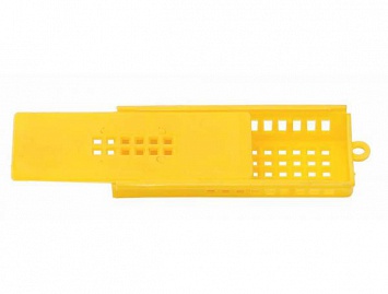 Клеточка для пчелиной матки (85×37×13 мм, пластик, желтая)