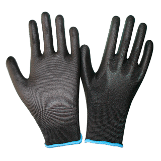 Перчатки нейлоновые черные "Точные работы" (с полиуретановым обливом)
