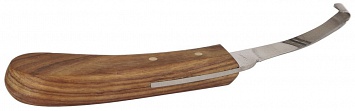 Нож для обработки копыт (правый, узкий, деревянная ручка, 16163)