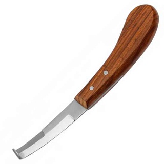 Нож копытный двусторонний, лезвие 4/8 см, деревянная ручка Surgicon, Пакистан