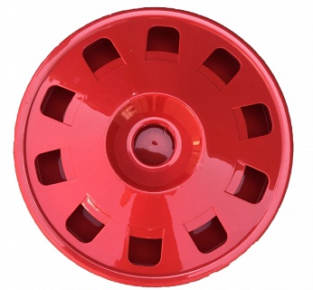 Поилка под бутылку (пятилитровую) напольная пластиковая с ячейками (Ø 31 см, красная)
