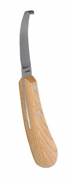 Нож для обработки копыт (левый, узкий, деревянная ручка, 16164)