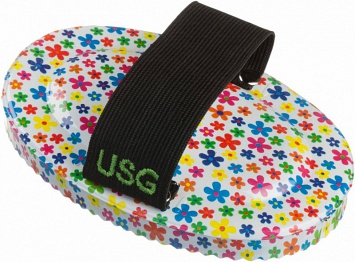Скребница USG пластиковая с ремешком "Цветочки"