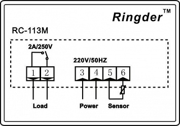 Терморегулятор цифровой Ringder-113М-2A (220В/2А/-10...+60°C)