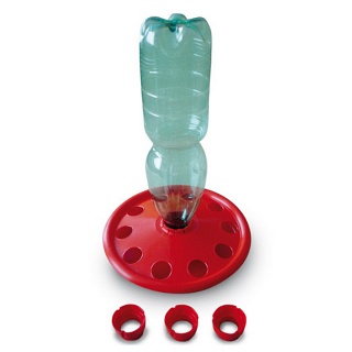 Поилка под бутылку напольная пластиковая с ячейками (Ø 25 см, красная)
