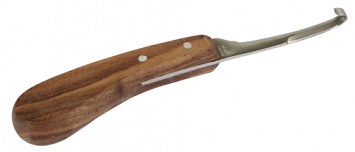 Нож для обработки копыт (двухсторонний, узкий, деревянная ручка, 16160)
