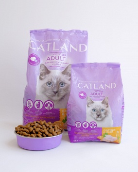 Catland. Корм для взрослых кошек и котов (0,35 кг, Курица, Утка, ККЖ130)